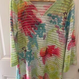 Soft Surroundings Colorful V-Neck Women's Top Size Medium